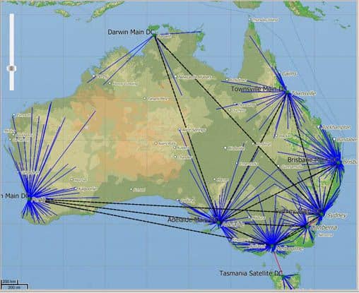 Australian Map Showing Distribution Nodes Compressed